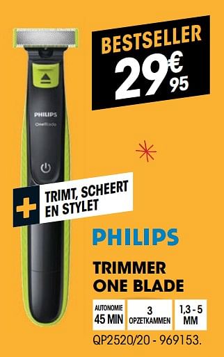 Promoties Philips trimmer one blade qp2520-20 - Philips - Geldig van 07/12/2021 tot 24/12/2021 bij Electro Depot