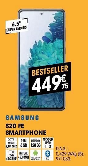 Promoties Samsung s20 fe smartphone - Samsung - Geldig van 07/12/2021 tot 24/12/2021 bij Electro Depot