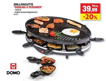 Promoties Domo elektro grill-raclette do9038g 8 personen - Domo elektro - Geldig van 08/12/2021 tot 19/12/2021 bij Hubo