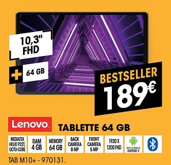 Promotions Lenovo tablette 64 gb tab m10+ - Lenovo - Valide de 07/12/2021 à 24/12/2021 chez Electro Depot