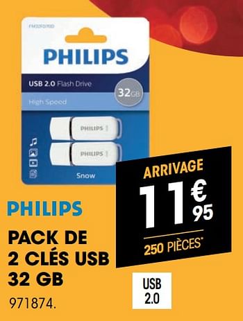 Promotions Pack de 2 clés usb 32 gb - Philips - Valide de 07/12/2021 à 24/12/2021 chez Electro Depot