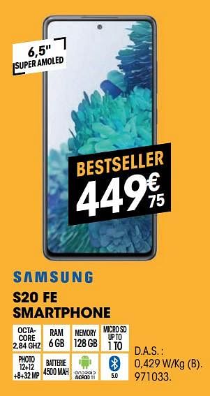 Promotions Samsung s20 fe smartphone - Samsung - Valide de 07/12/2021 à 24/12/2021 chez Electro Depot