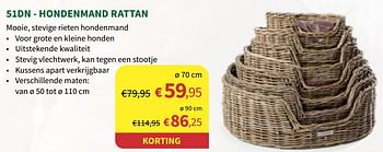 Promoties 51dn - hondenmand rattan - 51Degrees North - Geldig van 01/12/2021 tot 12/12/2021 bij Horta