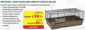 Promoties Beeztees - kooi voor konijnen of cavia`s baldo - Beeztees - Geldig van 01/12/2021 tot 12/12/2021 bij Horta