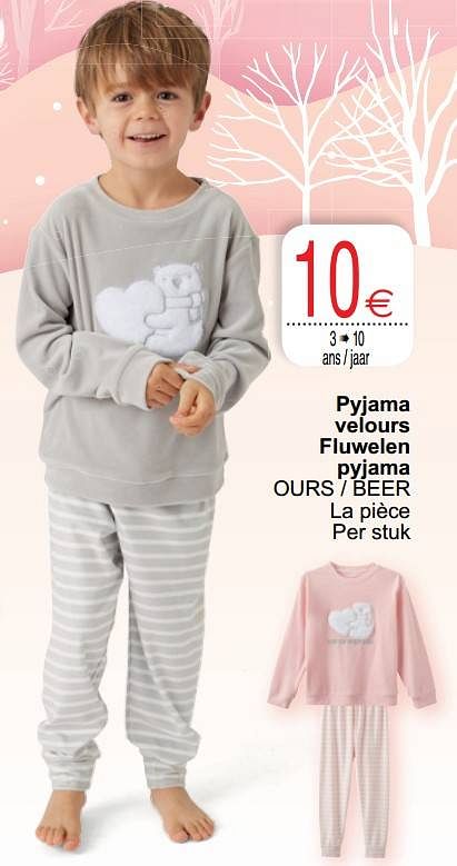 Produit maison Cora Pyjama velours fluwelen pyjama ours beer