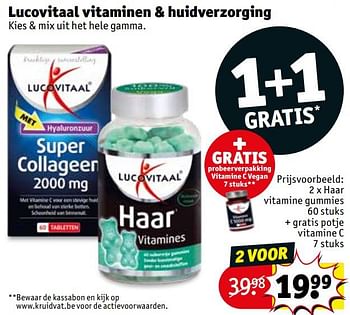 Sportschool Grafiek Vermoorden Lucovitaal Haar vitamine gummies + gratis potje vitamine c - Promotie bij  Kruidvat