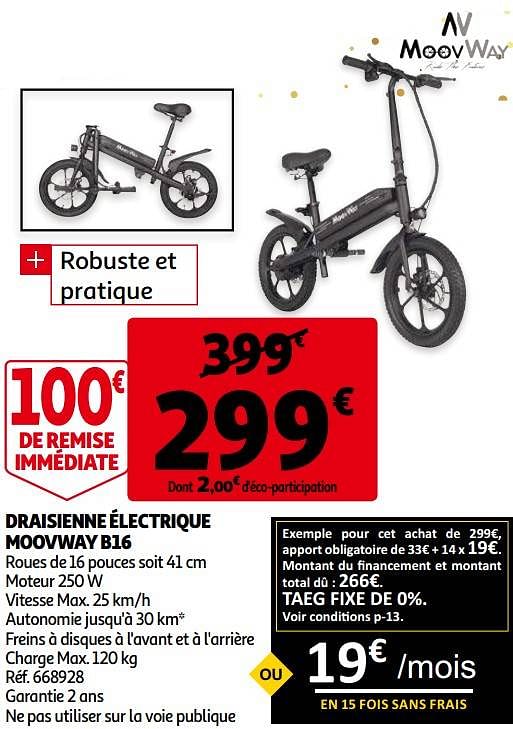 MoovWay Draisienne lectrique moovway b16 En promotion chez