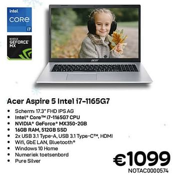Promoties Acer aspire 5 intel i7-1165g7 - Acer - Geldig van 01/12/2021 tot 31/12/2021 bij Compudeals