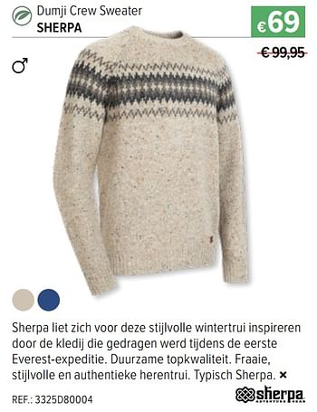 Promoties Dumji crew sweater sherpa - Sherpa - Geldig van 02/12/2021 tot 02/01/2022 bij A.S.Adventure