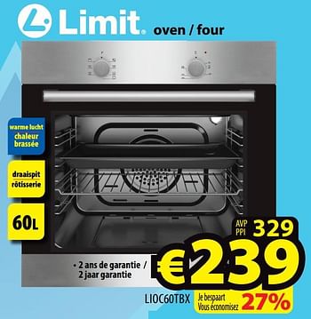 Promotions Limit oven - four lioc60tbx - Limit - Valide de 15/12/2021 à 22/12/2021 chez ElectroStock