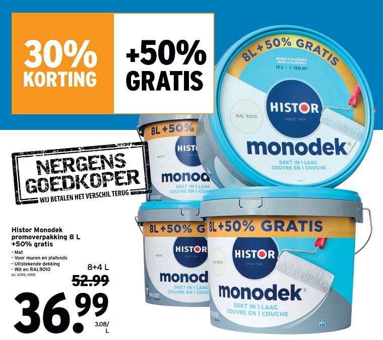 controleren hoeveelheid verkoop Niet verwacht Histor monodek promoverpakking +50% gratis - Histor - Gamma - Promoties.be