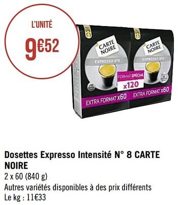 Cartenoire Dosettes Expresso Intensite N 8 Carte Noire En Promotion Chez Super Casino