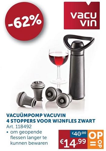 Vacuvin Vacuümpomp vacuvin 4 voor wijnfles zwart - bij Zelfbouwmarkt