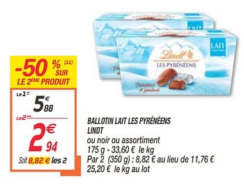 Ballotin chocolat Les Pyrénéens lait et caramel Lindt - 175g