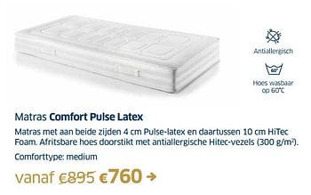 Promoties Matras comfort pulse latex - Huismerk - Sleeplife - Geldig van 17/12/2021 tot 31/12/2021 bij Sleeplife