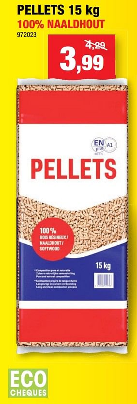 Promoties Pellets 100% naaldhout - Merk onbekend - Geldig van 22/12/2021 tot 26/12/2021 bij Hubo