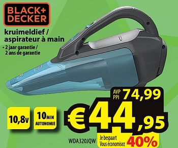 Promoties Black + decker kruimeldief - aspirateur à main wda320jqw - Black & Decker - Geldig van 22/12/2021 tot 31/12/2021 bij ElectroStock