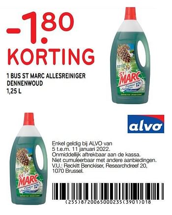 Promoties -1.80 korting 1 bus st marc allesreiniger dennenwoud - St Marc - Geldig van 05/01/2022 tot 11/01/2022 bij Alvo