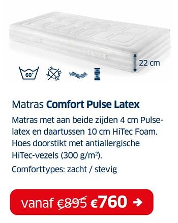Promoties Matras comfort pulse latex - Huismerk - Sleeplife - Geldig van 03/01/2022 tot 31/01/2022 bij Sleeplife