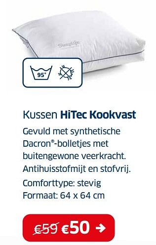 Promoties Kussen hitec kookvast - Huismerk - Sleeplife - Geldig van 03/01/2022 tot 31/01/2022 bij Sleeplife