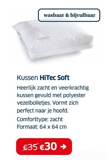 Promoties Kussen hitec soft - Huismerk - Sleeplife - Geldig van 03/01/2022 tot 31/01/2022 bij Sleeplife