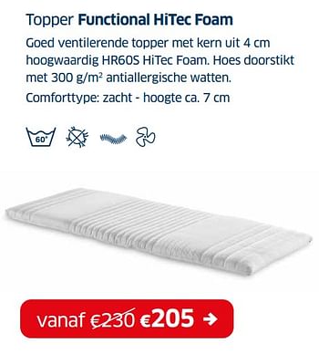Promoties Topper functional hitec foam - Huismerk - Sleeplife - Geldig van 03/01/2022 tot 31/01/2022 bij Sleeplife