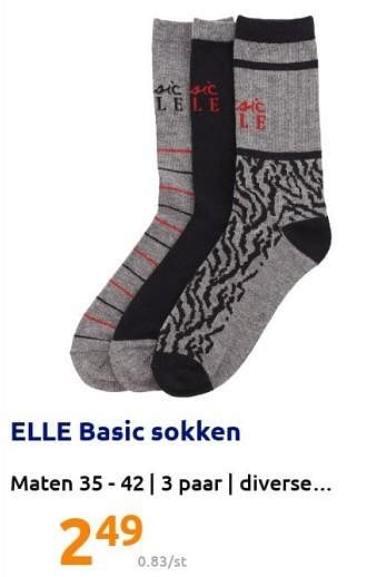 Promoties Elle basic sokken - Elle - Geldig van 22/12/2021 tot 28/12/2201 bij Action