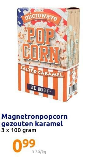 Promoties Magnetronpopcorn gezouten karamel - Huismerk - Action - Geldig van 22/12/2021 tot 28/12/2201 bij Action