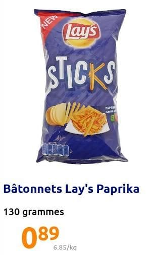 Promoties Bâtonnets lay`s paprika - Lay's - Geldig van 22/12/2021 tot 28/12/2201 bij Action