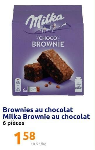 Promotions Brownies au chocolat milka brownie au chocolat - Milka - Valide de 22/12/2021 à 28/12/2201 chez Action