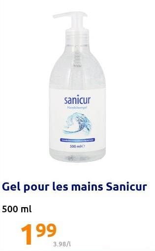 Promotions Gel pour les mains sanicur - Sanicur - Valide de 22/12/2021 à 28/12/2201 chez Action