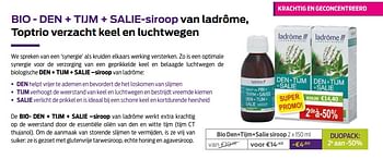 Promoties Bio den+tijm+salie siroop - Ladrome - Geldig van 03/01/2022 tot 03/02/2022 bij Mannavita