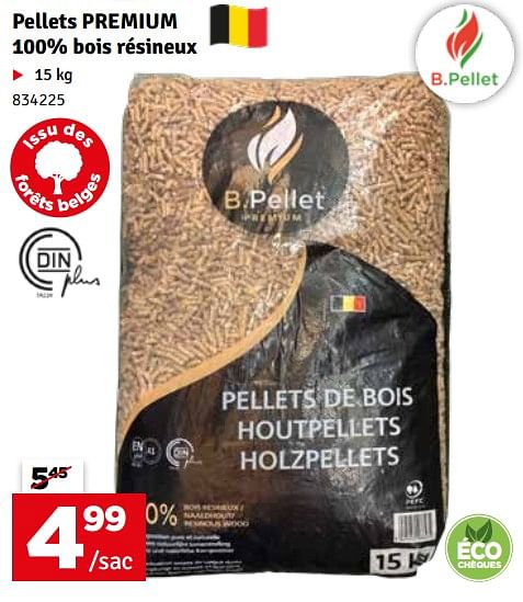 B.Pellet Pellets Premium 100% Bois Résineux - Promotie Bij Mr. Bricolage