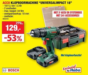 Promoties Bosch accu klopboormachine universalimpact 18 - Bosch - Geldig van 29/12/2021 tot 09/01/2022 bij Hubo
