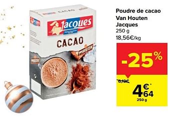 Chocolat en poudre VAN HOUTEN : la boite de 250g à Prix Carrefour