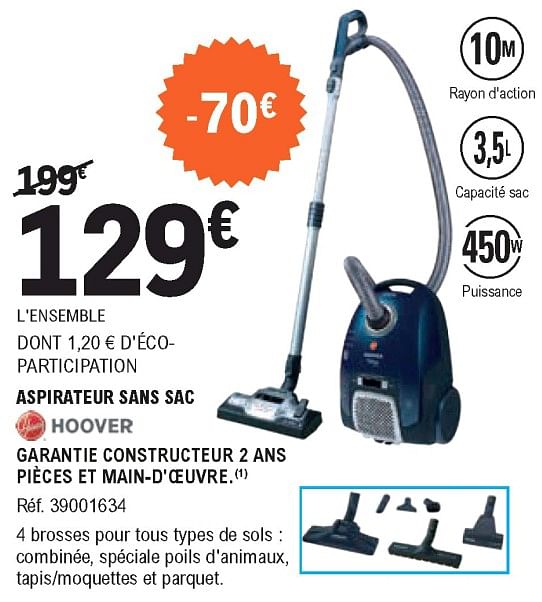 Hoover Hoover aspirateur sans sac 39001634 En promotion chez E