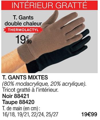Promotions Gants double chaleur - Produit Maison - Damart - Valide de 01/01/2022 à 31/01/2022 chez Damart