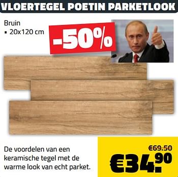 Promoties Vloertegel poetin parketlook - Huismerk - Bouwcenter Frans Vlaeminck - Geldig van 03/01/2022 tot 31/01/2022 bij Bouwcenter Frans Vlaeminck