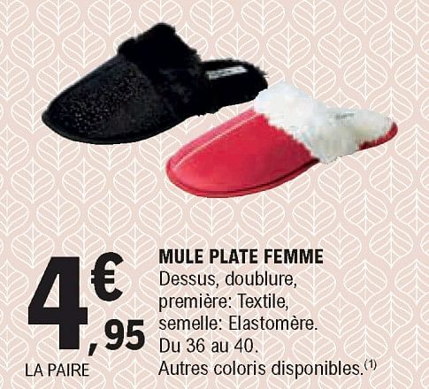 Produit Maison E.Leclerc Mule plate femme En promotion chez E