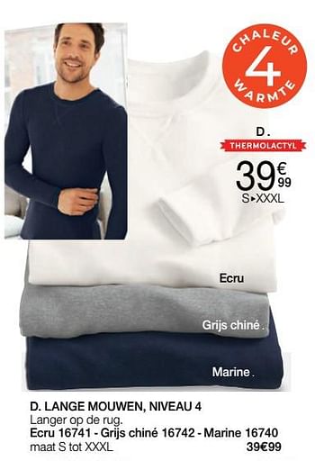Promoties T-shirt lange mouwen, niveau 4 - Huismerk - Damart - Geldig van 01/01/2022 tot 31/01/2022 bij Damart