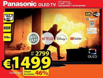 Promoties Panasonic oled tv tx65hz1500e - Panasonic - Geldig van 03/01/2022 tot 31/01/2022 bij ElectroStock