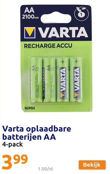 zeewier toetje koffie Varta Varta oplaadbare batterijen aa - Promotie bij Action