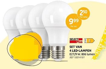 Promoties Set van 4 led-lampen - Select Plus - Geldig van 05/01/2022 tot 25/01/2022 bij Brico