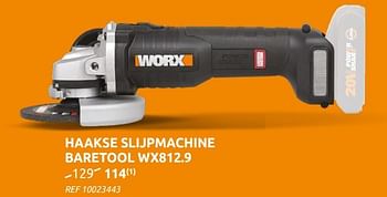 Promoties Worx haakse slijpmachine baretool wx812.9 - Worx - Geldig van 05/01/2022 tot 25/01/2022 bij Brico