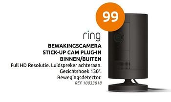 Promoties Ring bewakingscamera stick-up cam plug-in - Ring - Geldig van 05/01/2022 tot 25/01/2022 bij Brico