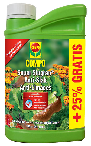 Promoties Anti-limaces Compo Super Slugran 800g + 25% - Compo - Geldig van 13/04/2021 tot 27/04/2021 bij Brico