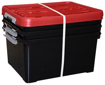 Promoties Curver Handybox+ 35 l zwart/rood 3 stuks - Curver - Geldig van 07/04/2021 tot 21/04/2021 bij Makro