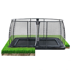 Exit in-ground trampoline Dynamic met veiligheidsnet 244x427cm zwart