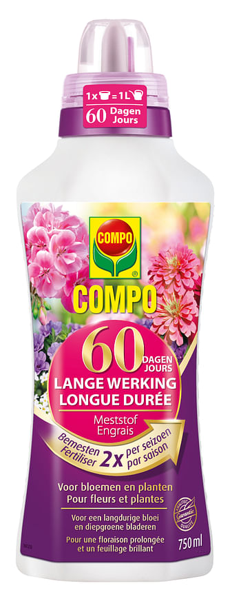 Promoties Compo vloeibare meststof Lange Werking 60 dagen 750ml - Compo - Geldig van 24/05/2021 tot 01/08/2023 bij Brico