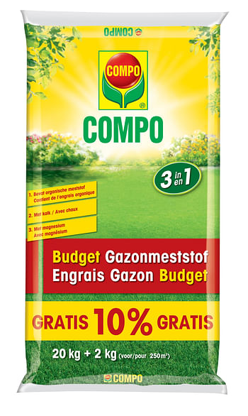 Promoties Compo gazonmeststof Budget (250 m²) 22kg - Compo - Geldig van 27/05/2021 tot 01/08/2023 bij Brico